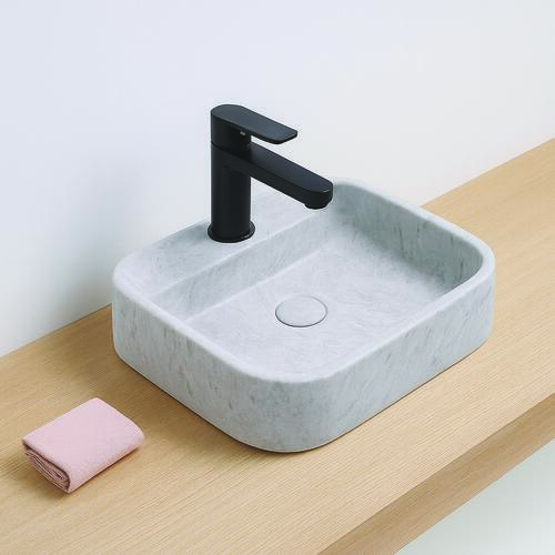 Vasque rectangle à poser LYS en céramique 37 x 37 x 11 cm - Marbre gris